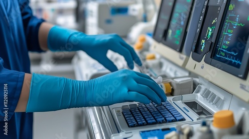 Wallpaper Mural Medical professional analysis concept. Medical professional operating advanced monitoring equipment. Torontodigital.ca