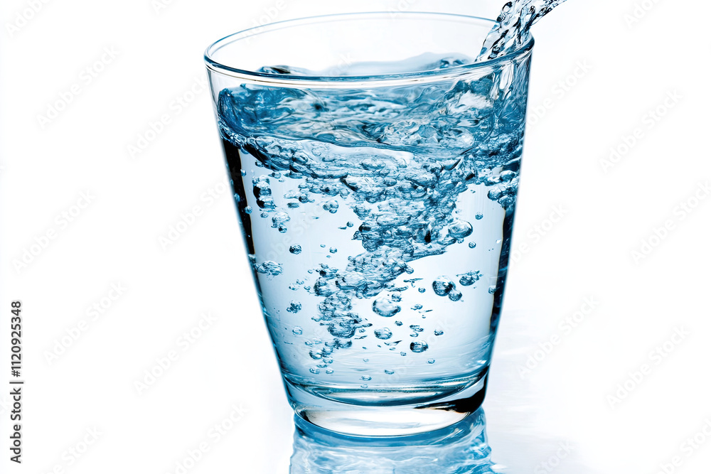 Glass of water on white background
