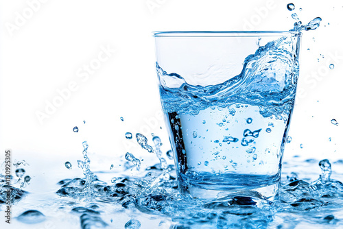 Glass of water on white background