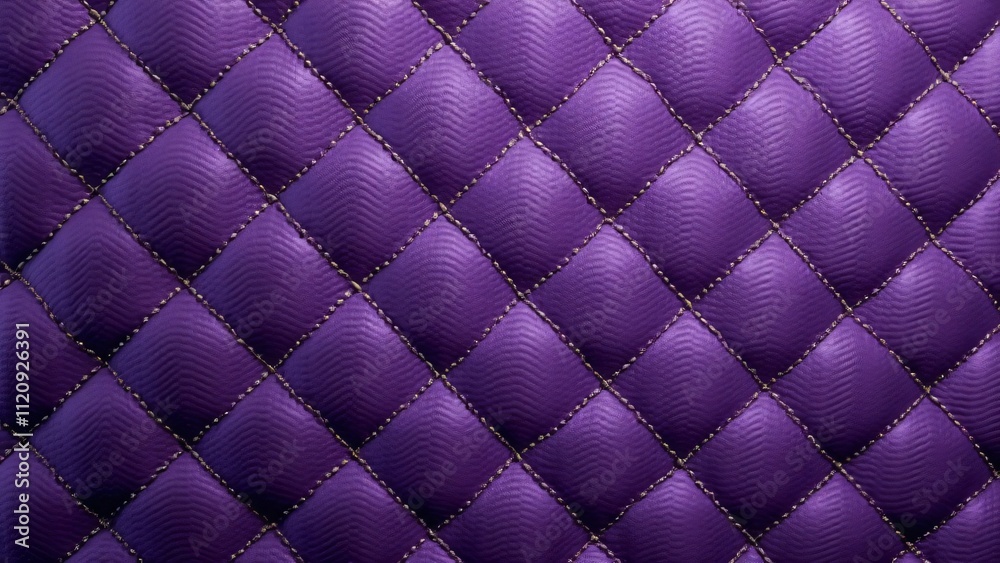 Fototapeta premium High-Resolution Deep Purple Quilted Fabric Texture, Luxury Diamond Stitch Pattern Background