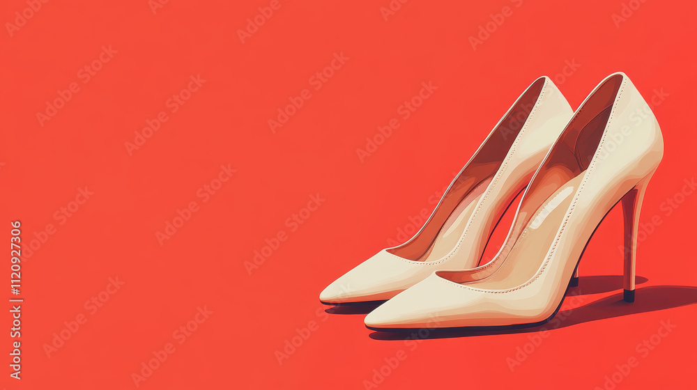 Elegant high heels on vibrant red background, perfect for fashion lovers Elegant high heels on vibrant red background, perfect for fashion lovers