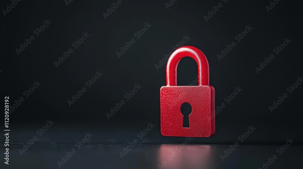 Red Padlock on Dark Background Symbolizing Security and Protection in Digital and Physical Spaces, Representing Concepts of Safety, Privacy, and Confidentiality Red Padlock on Dark Background Symbolizing Security and Protection in Digital and Physical Spaces, Representing Concepts of Safety, Privacy, and Confidentiality