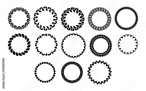 vector set of round floral wreath frames