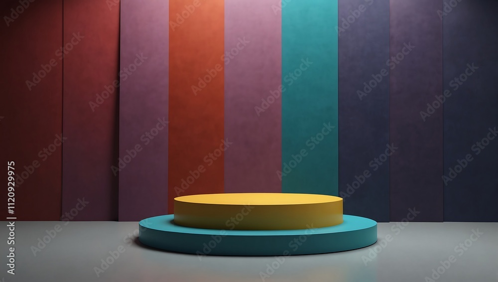 Colorful Background with Two Tiered Circular Display Stand Colorful Background with Two Tiered Circular Display Stand
