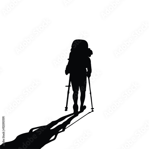 Hiking man Silhouettes. hiker with rucksacks and backpack silhouette.