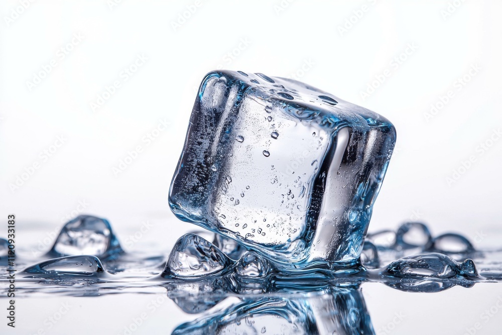 Melting ice cube nature photography close-up on white background Melting ice cube nature photography close-up on white background