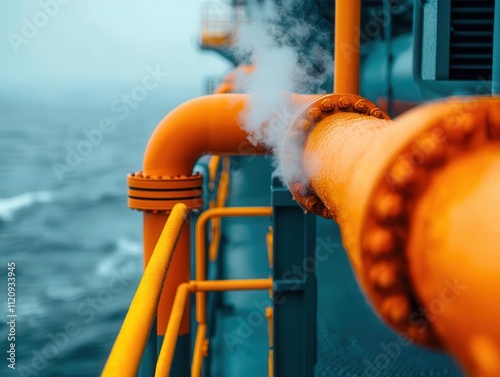 Macro shot of the cargo ship s exhaust gas cleaning system EGCS, reducing sulfur and particulate emissions