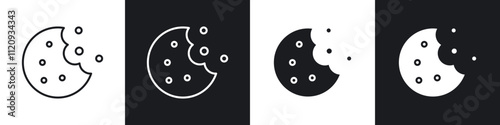 Cookie icon vector collection in black and white.