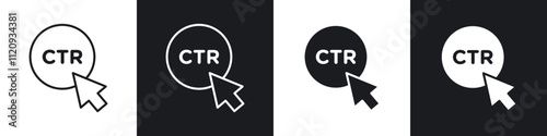 CTR icon vector collection in black and white.