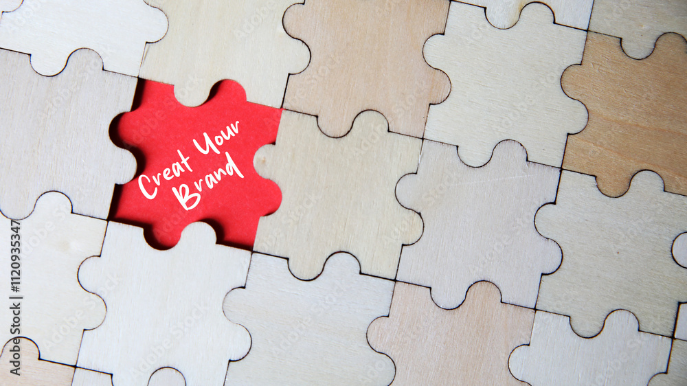 CREAT YOUR BRAND written on wooden puzzle when open it