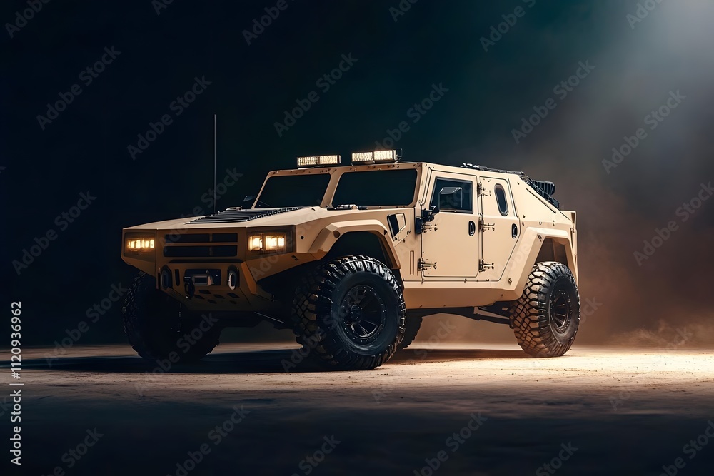 A rugged military vehicle designed for off-road and tactical operations. A rugged military vehicle designed for off-road and tactical operations.