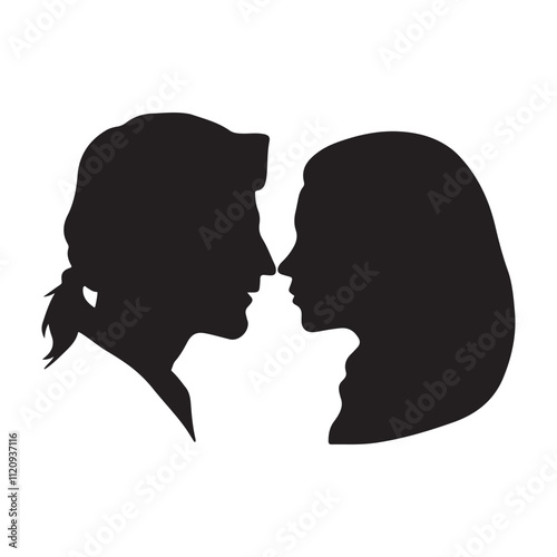 Elegant Arabian Couple Icon in Silhouette Style for Wedding and Traditional Designs 