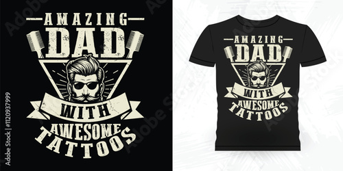 Dad Lover Father's Day Funny Beard Lover Retro Vintage Beard T-shirt Design