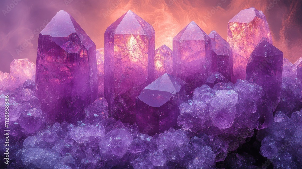 Fototapeta premium Stunning purple crystal formation with glowing effects 