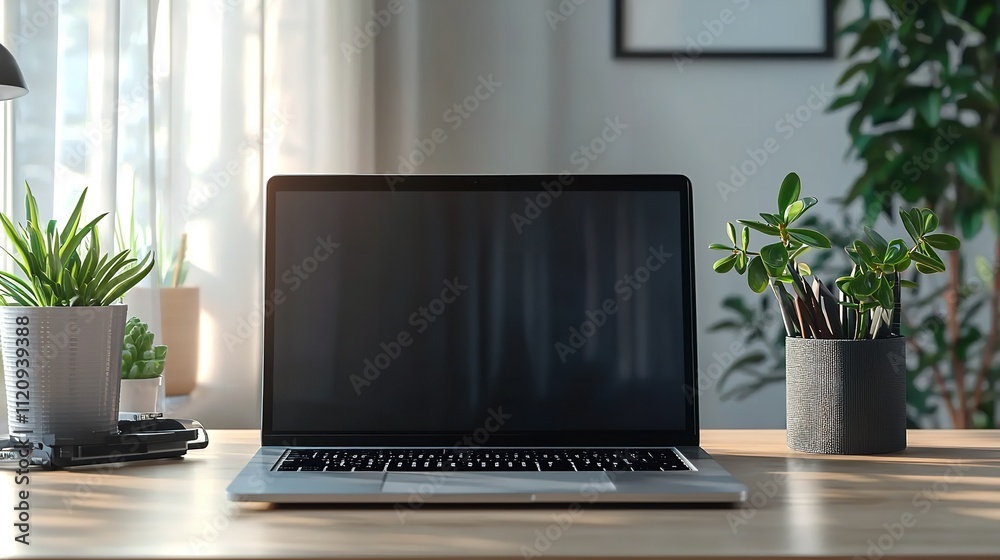 A Laptop Computer Sitting on a Desk 16K Resolution A Laptop Computer Sitting on a Desk 16K Resolution
