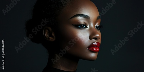 Studio shot of a model posing with dramatic lighting and a black backdrop