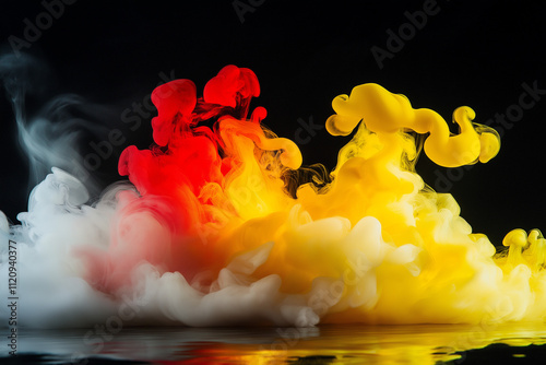 Colorful powder exploding on black background. photo