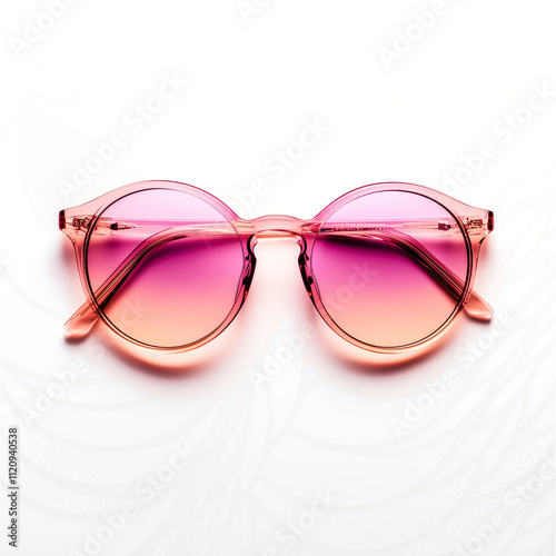 Pink Summer women beach fashion sunglass isolated on white background
