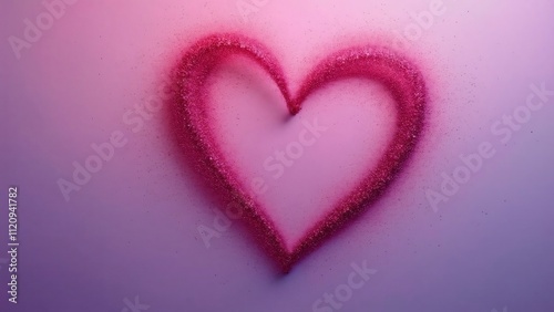 Elegant Pink Glitter Heart on Purple, Valentine's Day Design