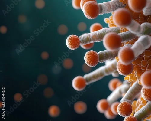 Closeup of biosynthetic pathways being engineered in microorganisms for biofuel production