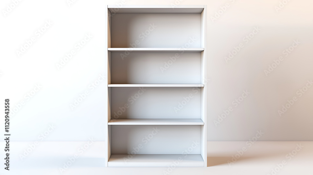 A white bookcase with four shelves A white bookcase with four shelves