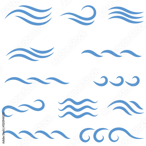 Set of waves line art icon