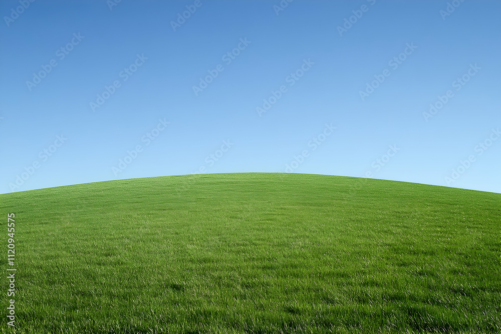 Lush green hill under a clear blue sky. Lush green hill under a clear blue sky.