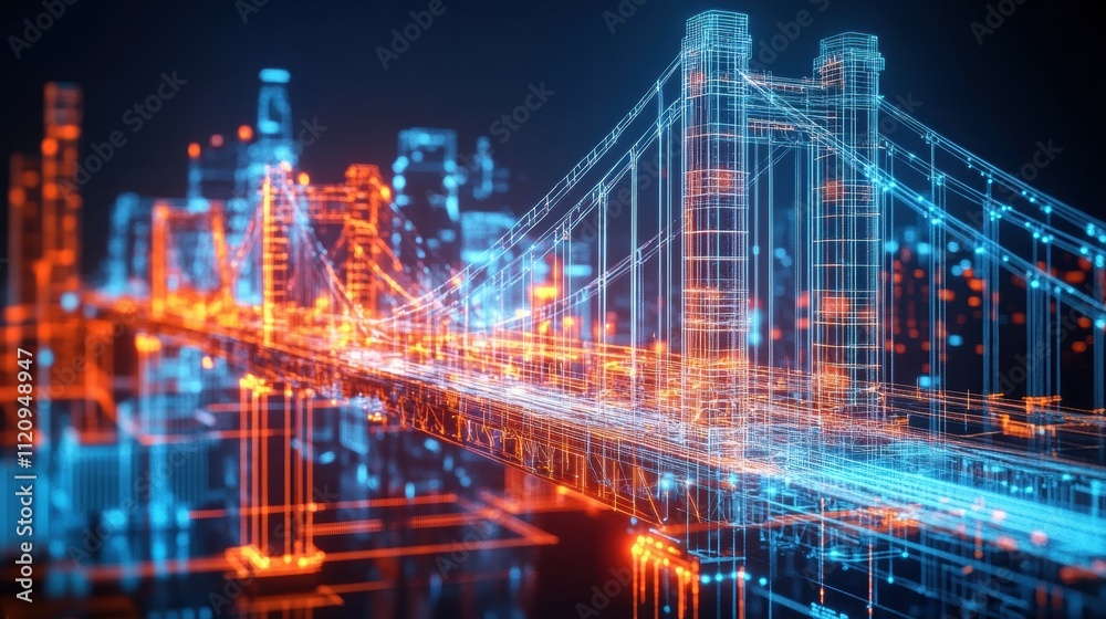 Blueprint city design concept roller gliding over urban skyline illustration environment