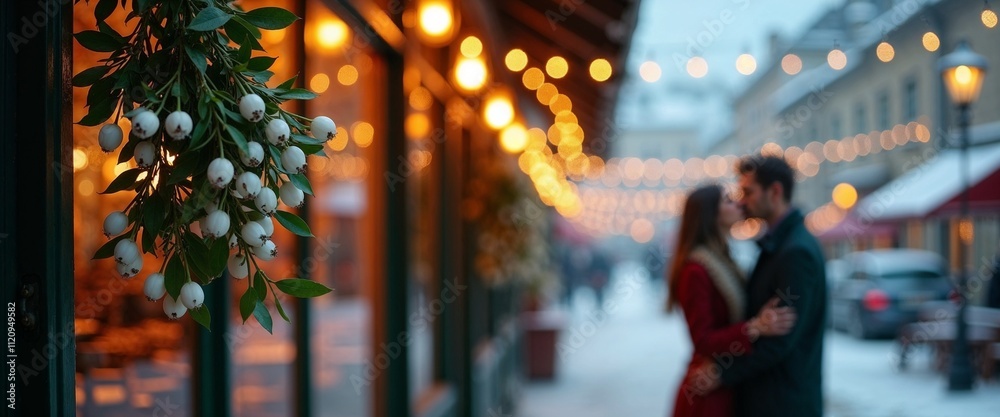 Obraz premium Kiss under the mistletoe