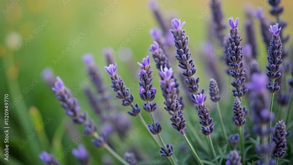 Obraz premium Elegant Lavender Flowers, Close-Up of Blooming Purple Lavender Blossoms in a Tranquil Garden Setting