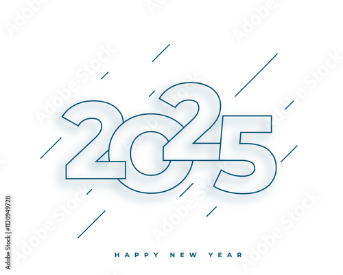 line style 2025 new year white card design
