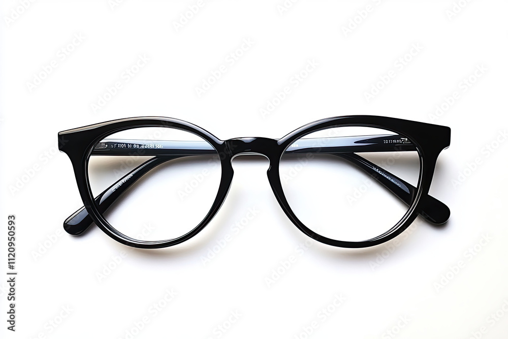 Black plastic glasses isolated on white background, point of view shot Black plastic glasses isolated on white background, point of view shot