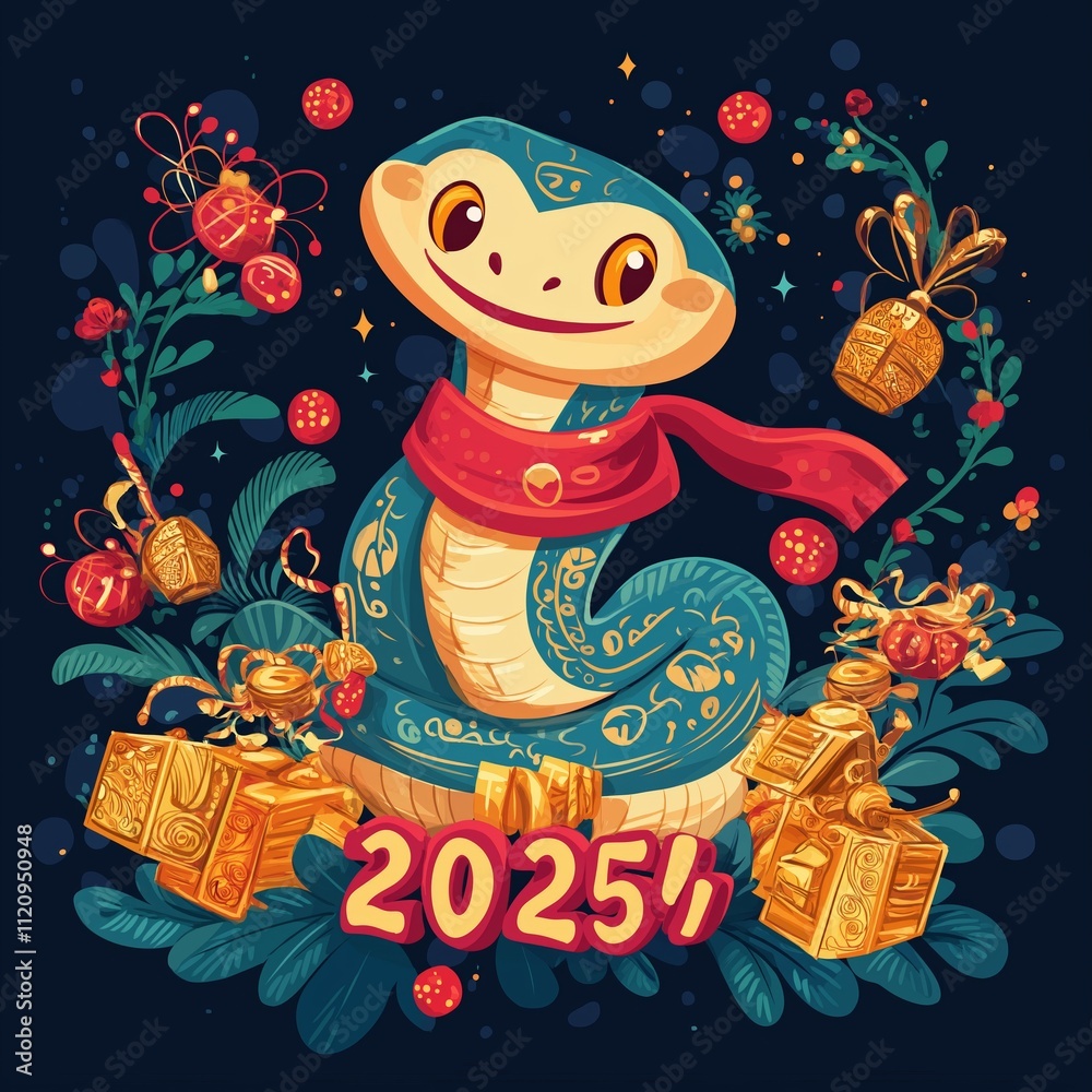 Fototapeta premium lucky snake 2025 new year for printing