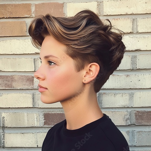 Stylish Short Brown Wavy Hairstyle for Women photo