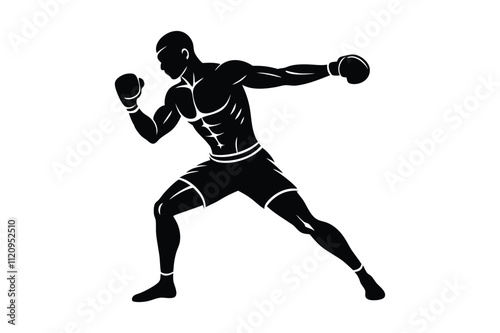 Boxer Silhouette in powerful action pose