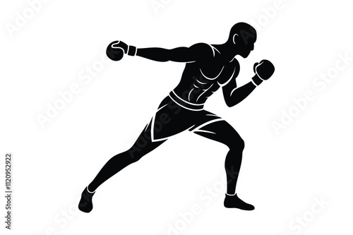 Boxer Silhouette in powerful action pose