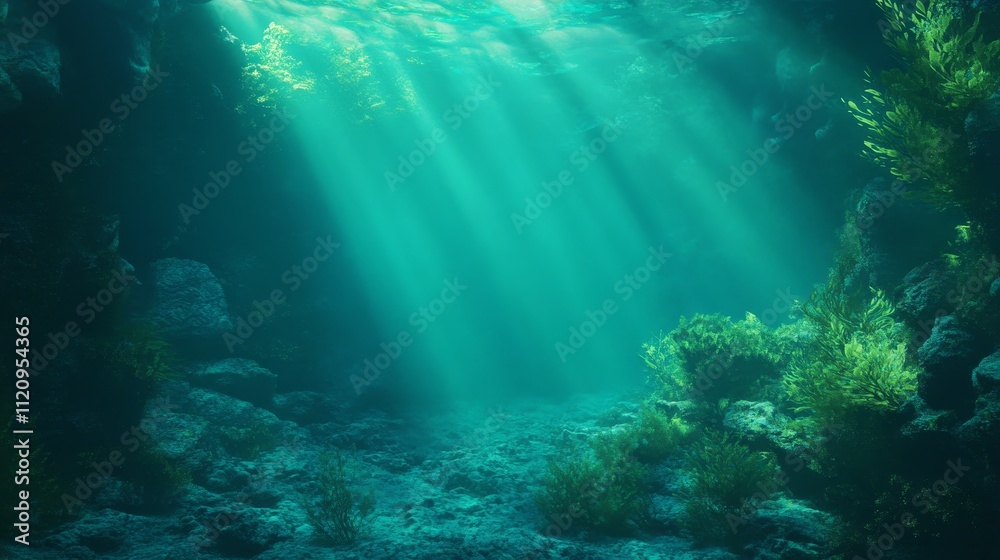Exploring the Enchanting Underwater World With Rays of Sunlight Filtering Through Tranquil Waters, Revealing Vibrant Aquatic Life and Lush Vegetation in Serene Depths Exploring the Enchanting Underwater World With Rays of Sunlight Filtering Through Tranquil Waters, Revealing Vibrant Aquatic Life and Lush Vegetation in Serene Depths