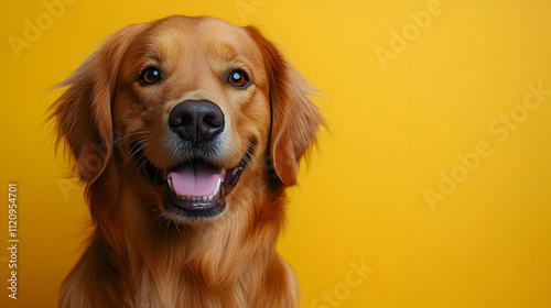 Wallpaper Mural Golden Retriever Smiles Brightly Against Yellow Torontodigital.ca