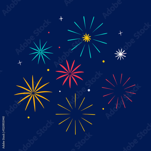 Happy new year fire work Vector illustration photo