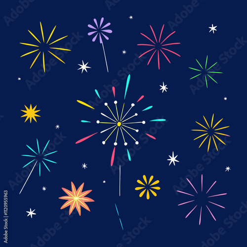 Happy new year fire work Vector illustration photo