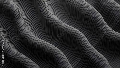 Wallpaper Mural Abstract Black and White Pleated Fabric Texture, Wavy Slate Gray Textile Background for Design, Wallpaper, Print, or Backdrop Torontodigital.ca