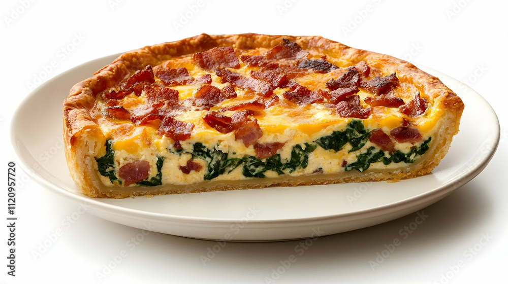 Savory Spinach and Bacon Quiche Illustration Savory Spinach and Bacon Quiche Illustration