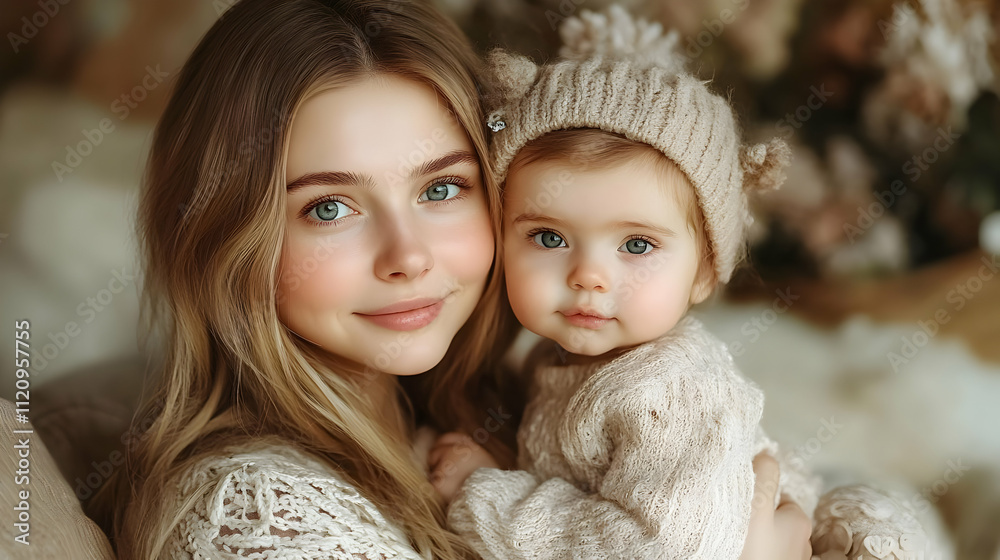 Obraz premium Sisterly Love: A Tender Embrace, Pure Affection