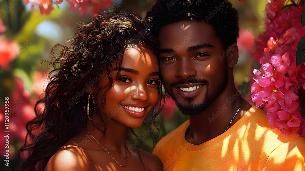 Couple's Joy: Love Blooms in Vibrant Sunlight