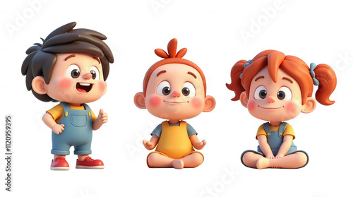 Cute Cartoon Kids Character Illustration on Transparent Background for Design Projects