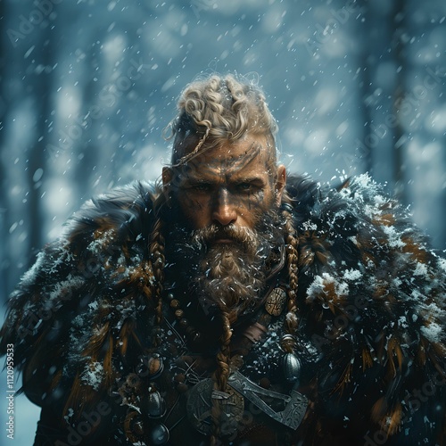Fierce Norse warriors confronting harsh, stormy elements, clad in coarse furs and battle-worn gear, evoking ancient sagas, maritime heritage, and the raw power of Nordic myth