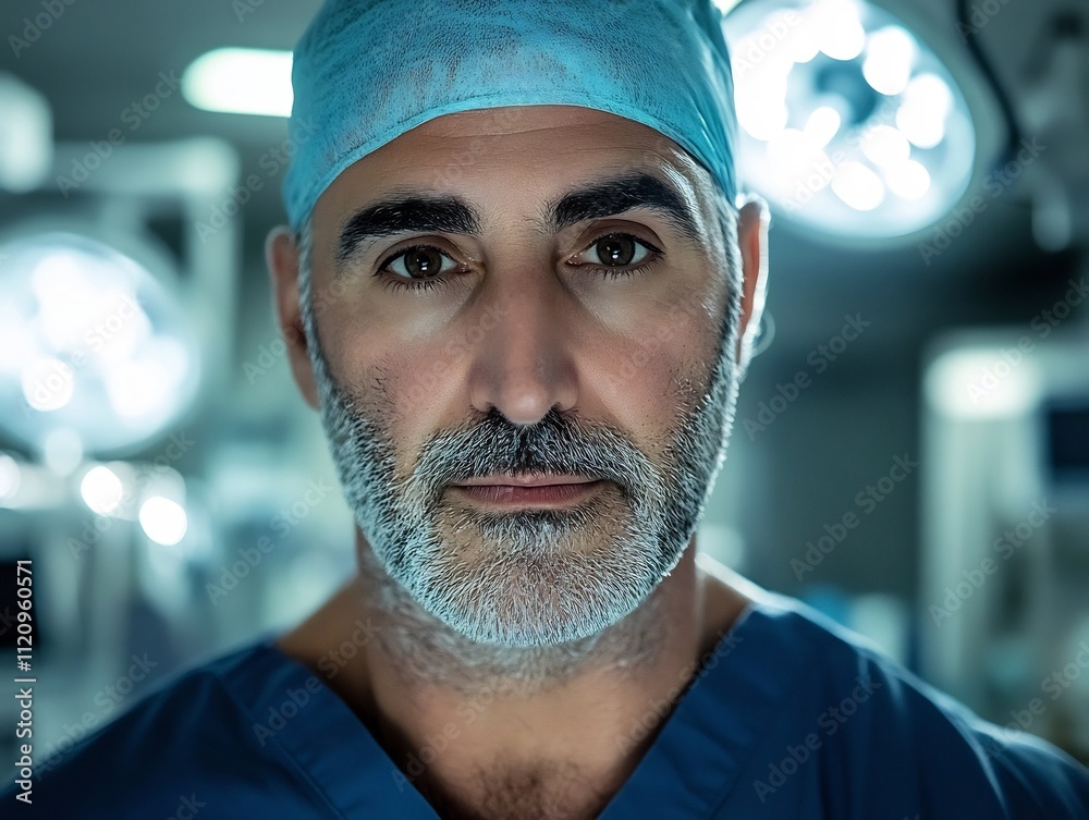 Experienced Senior Surgeon in Hospital Scrubs and Cap Preparing for Surgery Experienced Senior Surgeon in Hospital Scrubs and Cap Preparing for Surgery