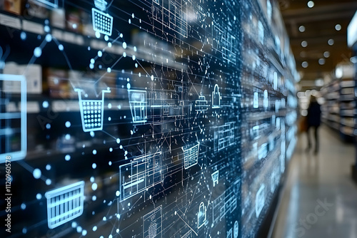 Supermarket digital transformation, online shopping, and AI.