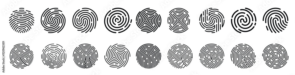 Fingerprint icon. Fingerprint icons set. Fingerprint icon. Fingerprint icons set.