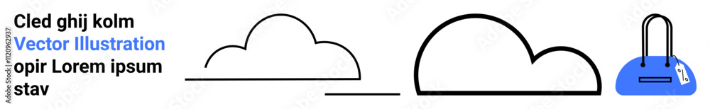 Cloud shapes and simple blue padlock line drawing. Ideal for design concepts, data security, cloud storage, minimalism, technological themes, educational materials, digital presentations. Landing Cloud shapes and simple blue padlock line drawing. Ideal for design concepts, data security, cloud storage, minimalism, technological themes, educational materials, digital presentations. Landing